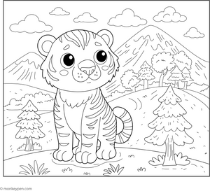 Tiger on a Hilltop coloring page – free printable for kids to color and enjoy