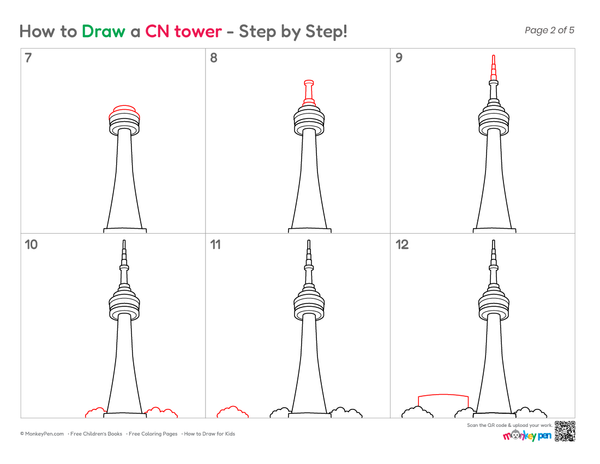 How to Draw the CN Tower – Step-by-Step Landmark Drawing for Kids