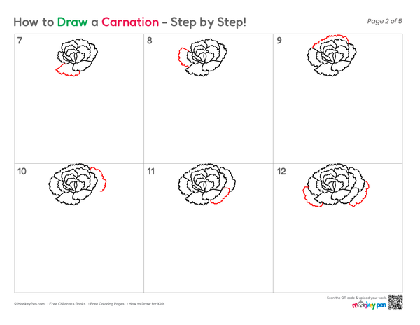 How to Draw a Carnation – Simple Step-by-Step Flower Drawing for Kids