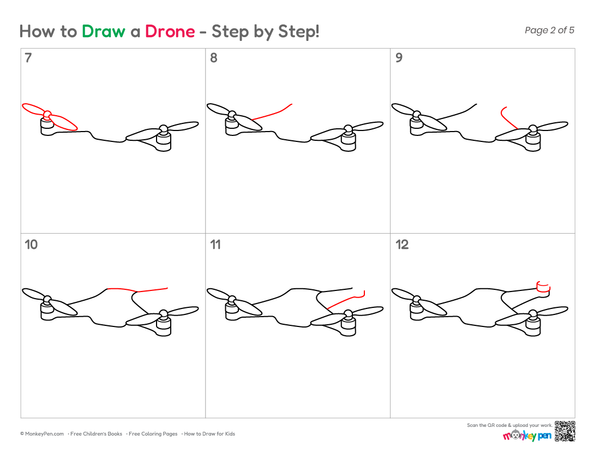 How to Draw a Drone – Simple Step-by-Step Technology Drawing for Kids