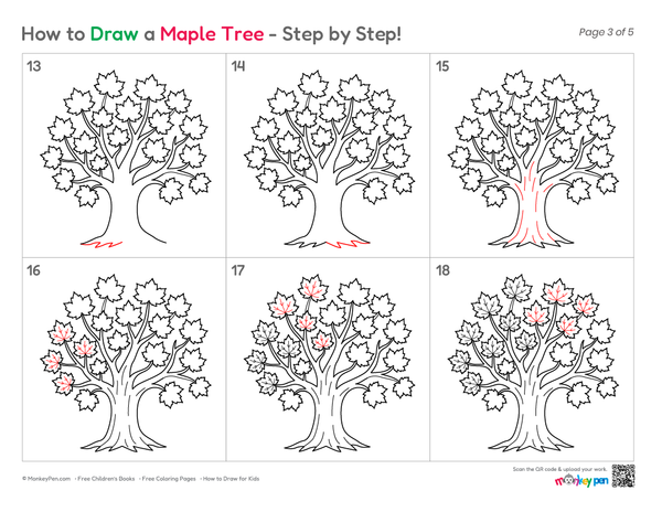 How to Draw a Maple Tree – Simple Step-by-Step Tree Drawing for Kids