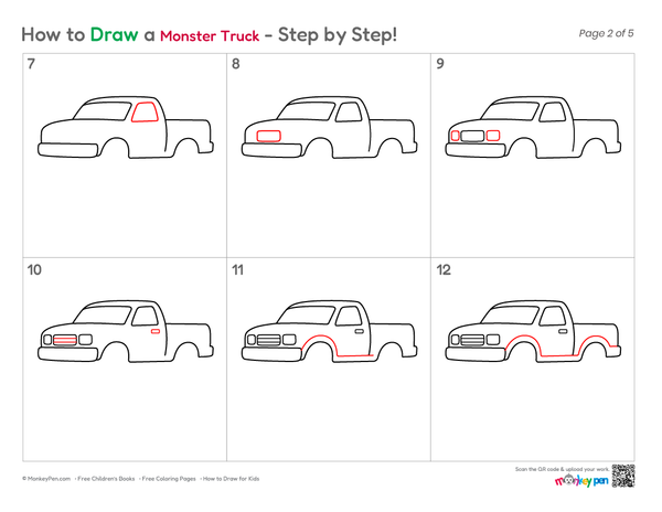 How to Draw a Monster Truck – Easy Step-by-Step Vehicle Drawing for Kids