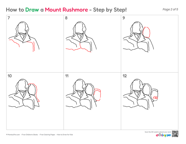 How to Draw Mount Rushmore – Step-by-Step Landmark Drawing for Kids
