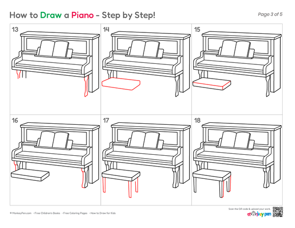 How to Draw a Piano – Step-by-Step Musical Instrument Drawing for Kids