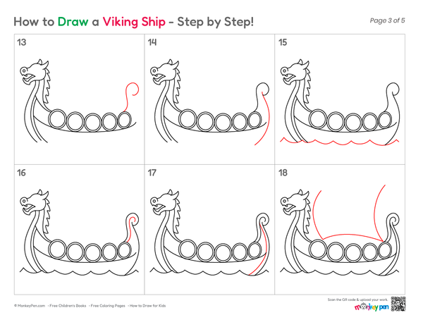 How to Draw a Viking Ship – Step-by-Step Ship Drawing for Kids