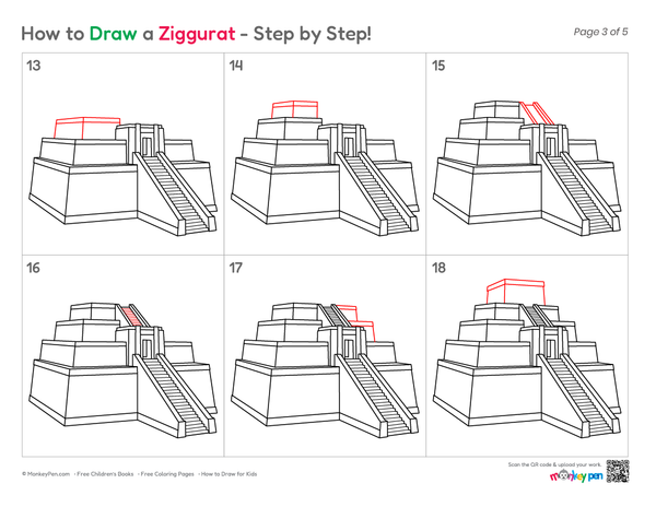 How to Draw a Ziggurat – Step-by-Step Ancient Building Drawing for Kids