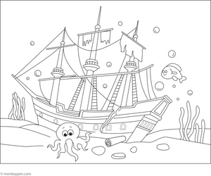 Shipwreck Coloring Page