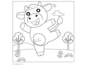 Dancing Cow coloring page – free printable for kids to color and enjoy