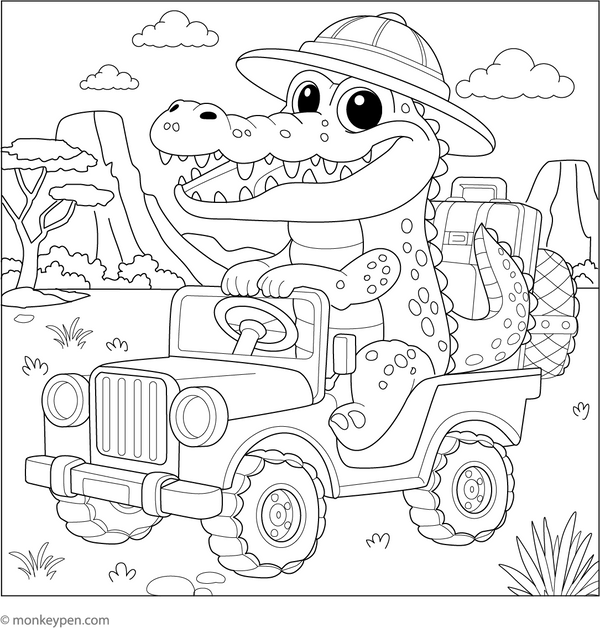 Crocodile Coloring Book -Printable PDF