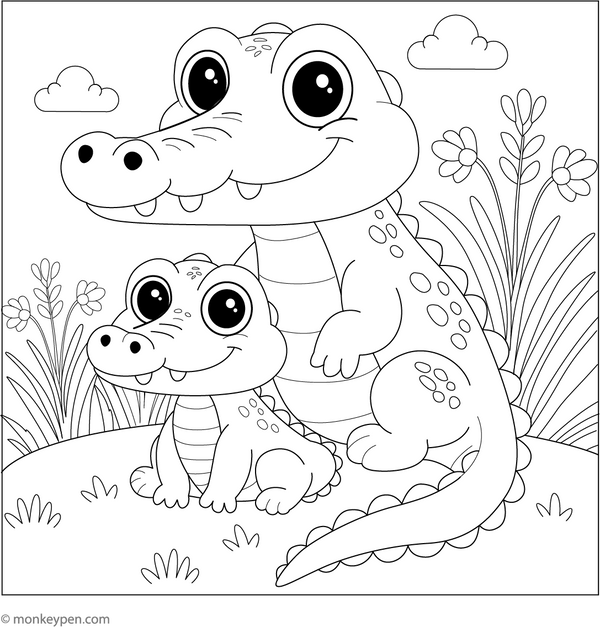 Crocodile Coloring Book -Printable PDF