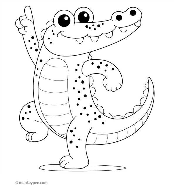 Dancing Crocodile coloring page – free printable for kids to color and enjoy