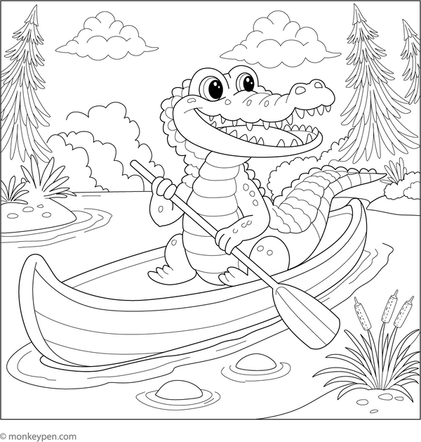 Crocodile Coloring Book -Printable PDF