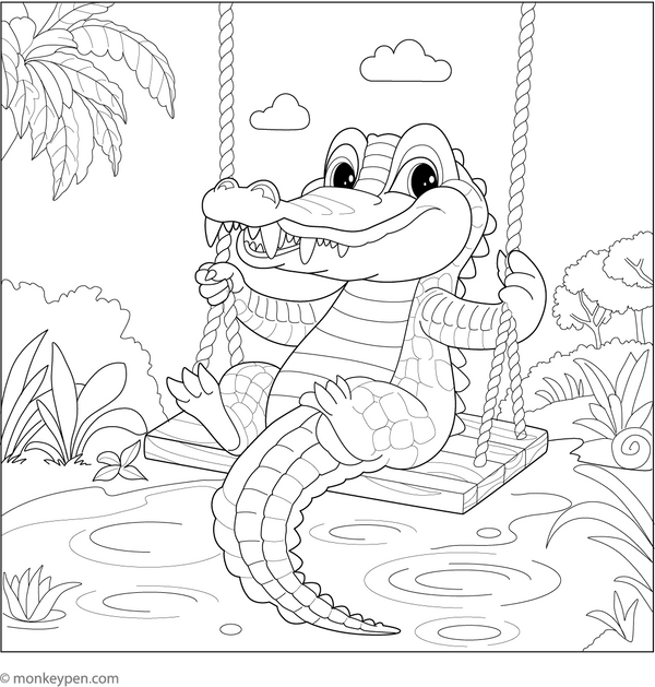 Crocodile Coloring Book -Printable PDF