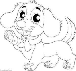 Cartoon Dachshund Waving coloring page – free printable for kids to color and enjoy