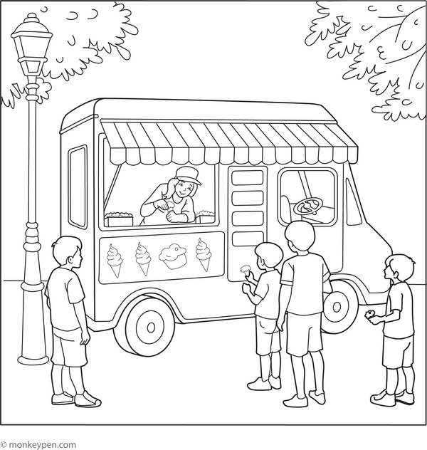 Ice Cream Van Coloring Page
