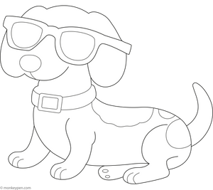 Dachshund with Sunglasses coloring page – free printable for kids to color and enjoy