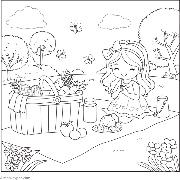 Picnic Spot Coloring Page
