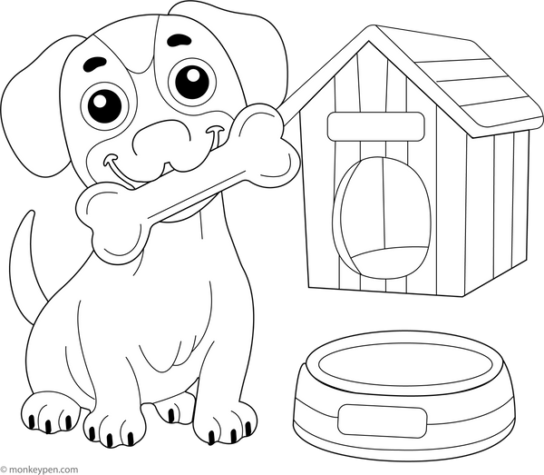 Dachshund with a Bone coloring page – free printable for kids to color and enjoy