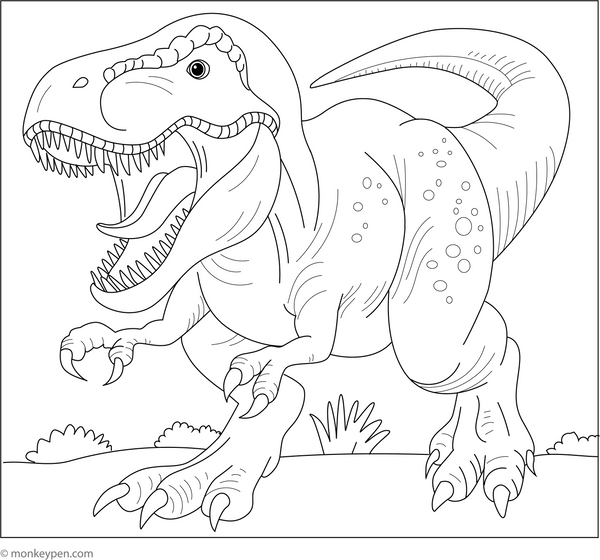 T-Rex Roaring coloring page – free printable for kids to color and enjoy