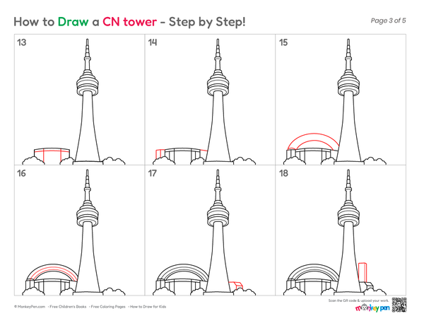 How to Draw the CN Tower – Step-by-Step Landmark Drawing for Kids