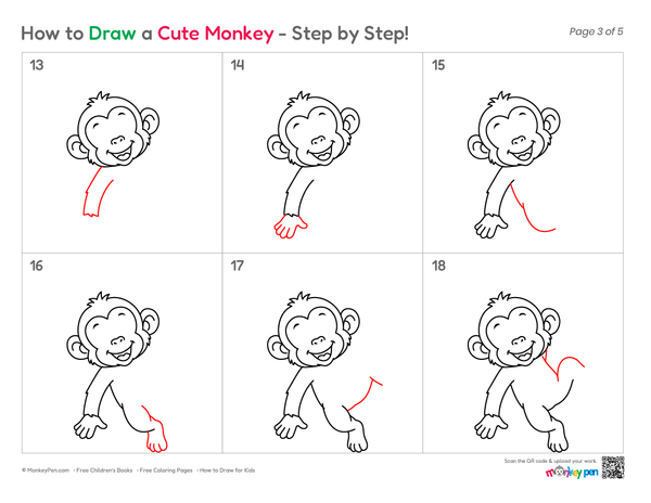 How to Draw a Cute Monkey – Simple Step-by-Step Animal Drawing for Kids