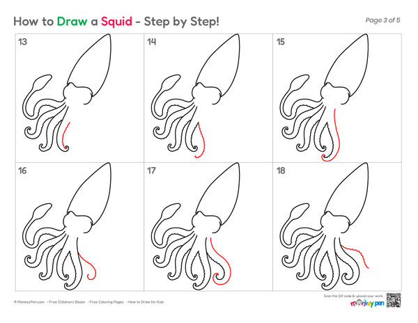 Simple underwater Squid artwork for kids.