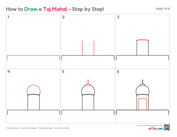 How to Draw the Taj Mahal – Step-by-Step Monument Drawing for Kids