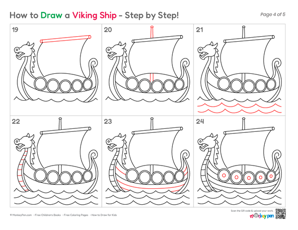 How to Draw a Viking Ship – Step-by-Step Ship Drawing for Kids