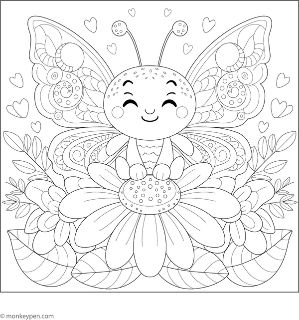 Cute Little Butterfly Coloring Page – fun and educational printable for children