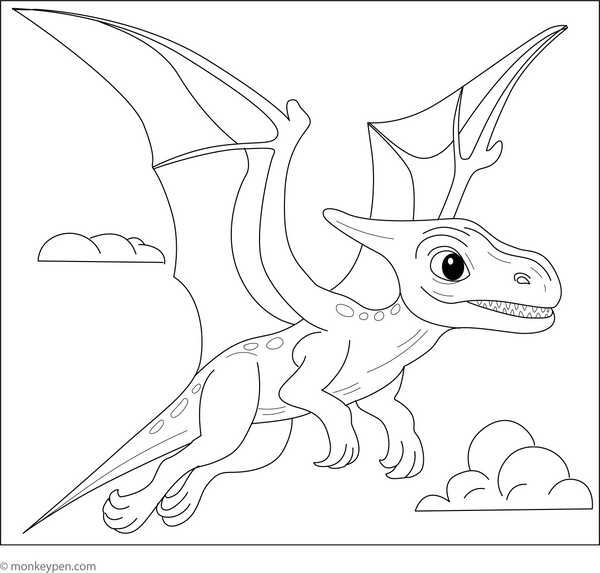 Flying Pterodactyls coloring page – free printable for kids to color and enjoy