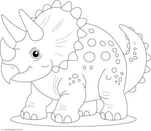 Triceratops and Flowers coloring page – free printable for kids to color and enjoy