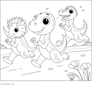 Dinosaur Race coloring page – free printable for kids to color and enjoy