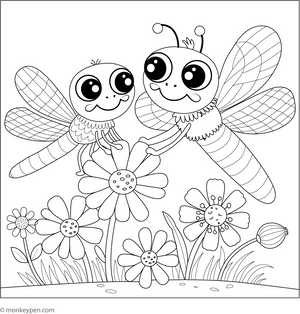 Dragonfly Friends coloring page – free printable for kids to color and enjoy