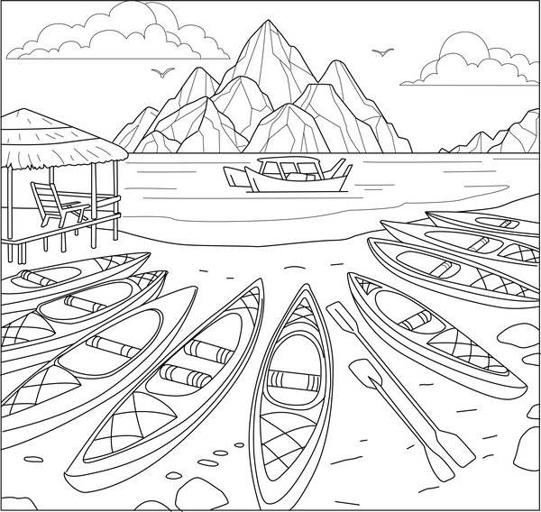 Kayak Boat Coloring Page – fun and educational printable for children