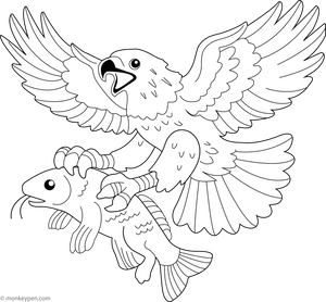 Eagle Catching Fish coloring page – free printable for kids to color and enjoy