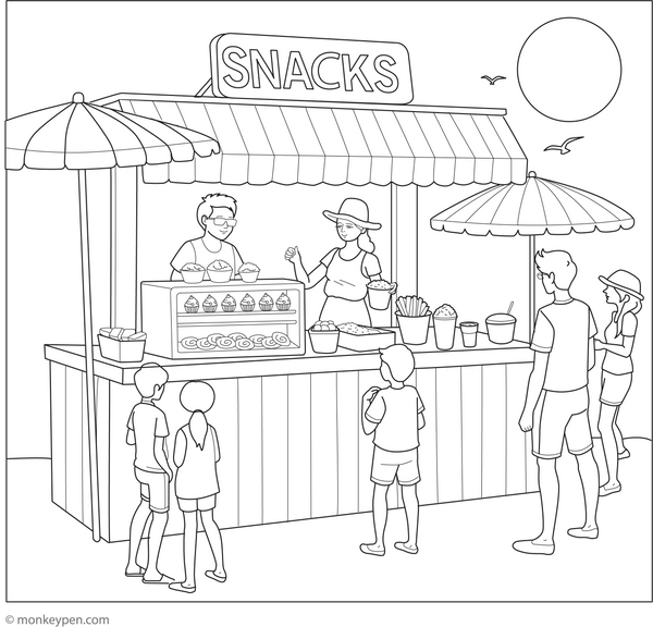 Beach Snack Bar Coloring Page