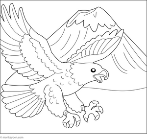 Eagle and Mountain coloring page – free printable for kids to color and enjoy