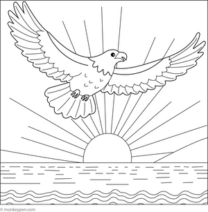 Eagle and Sunset coloring page – free printable for kids to color and enjoy