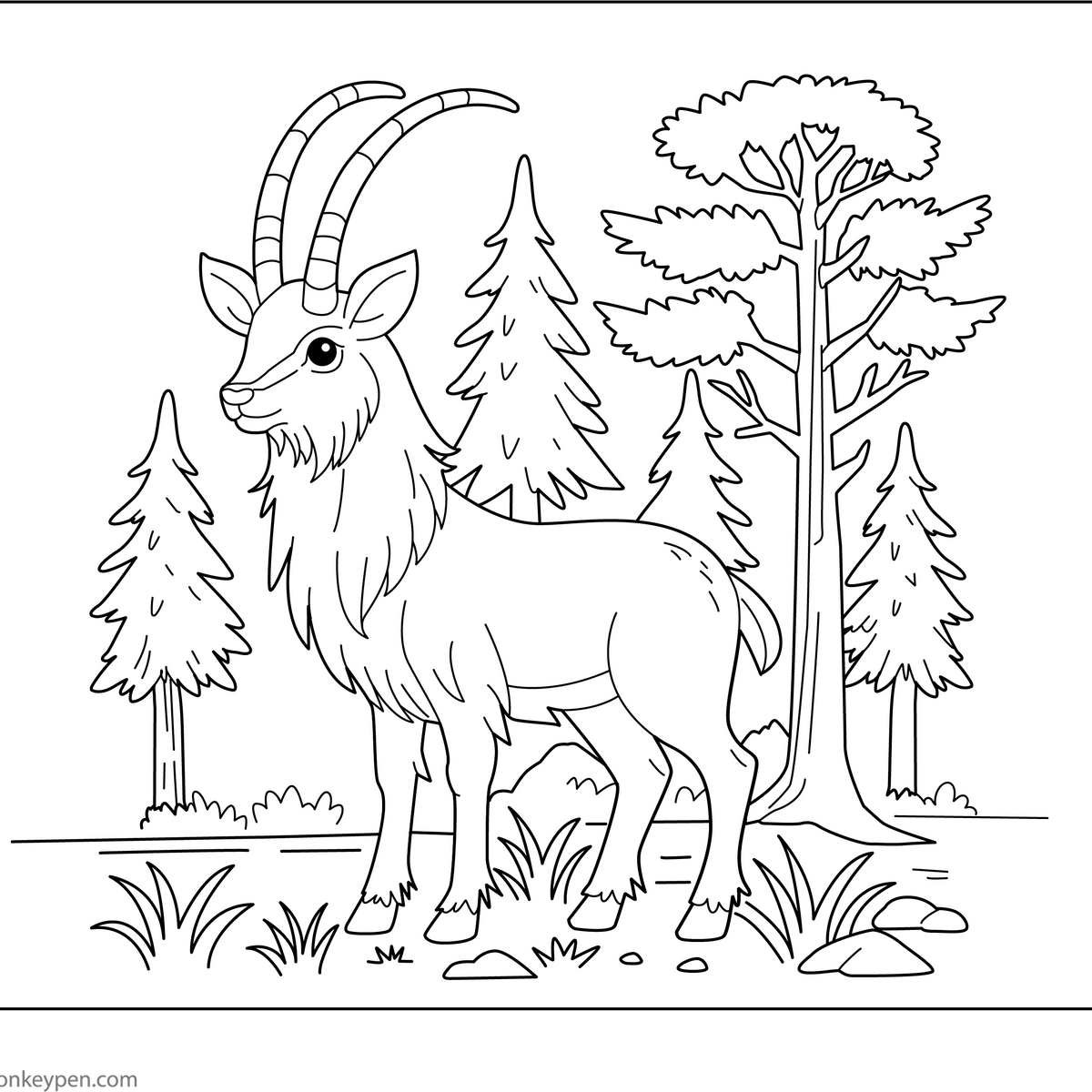 Saola Free Printable Coloring Page PDF for Kids
