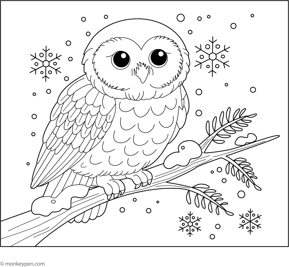 Free Printable Snowy Owl Coloring Page for Kids