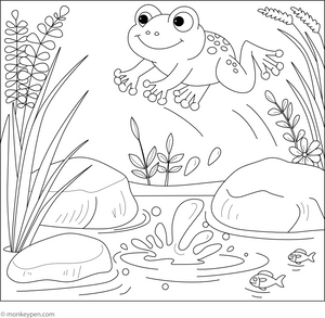 Jumping Frog coloring page – free printable for kids to color and enjoy