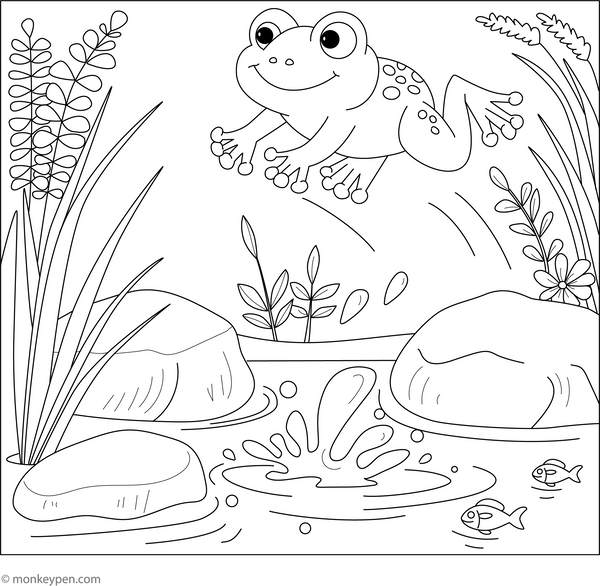 Jumping Frog coloring page – free printable for kids to color and enjoy