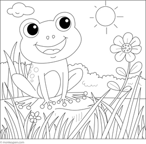 Frog with a Big Smile coloring page – free printable for kids to color and enjoy
