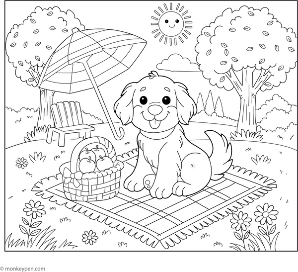 Golden Retriever Coloring Book -Instant PDF Download