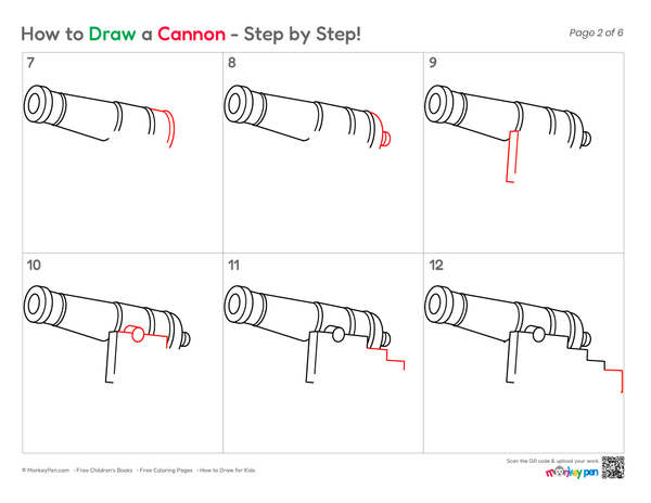 How to Draw a Cannon – Simple Step-by-Step Historical Object Drawing for Kids