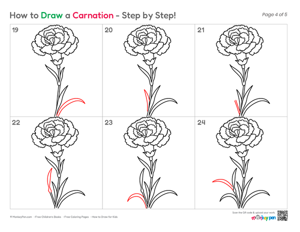 How to Draw a Carnation – Simple Step-by-Step Flower Drawing for Kids