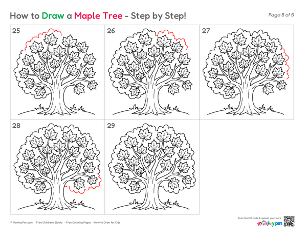 How to Draw a Maple Tree – Simple Step-by-Step Tree Drawing for Kids