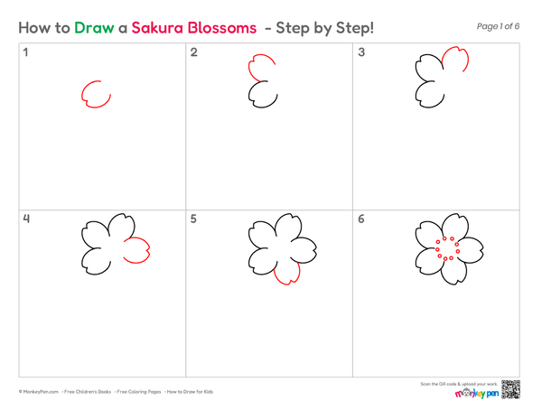 How to Draw a Sakura Blossom – An Easy Step-by-Step Flower Drawing for Kids