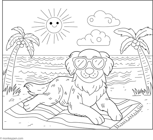 Golden Retriever Coloring Book -Instant PDF Download
