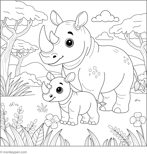 Rhino Coloring Book